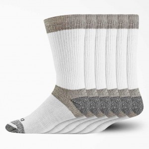 Dickies Max Cushion Crew Socks, Size 6-12, 6-Pack Bílé | CZ0001132