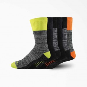 Dickies Moisture Control Crew Pracovní Socks, Size 6-12, 6-Pack Žluté | CZ0001069