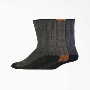 Dickies Moisture Control Crew Pracovní Socks, Size 6-12, 6-Pack Tmavě | CZ0001100