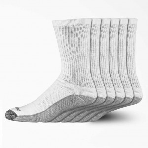 Dickies Moisture Control Crew Socks, Size 12-15, 6-Pack Bílé | CZ0001128