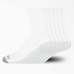 Dickies Moisture Control Mid-Crew Socks, Size 6-12, 6-Pack Bílé | CZ0001121