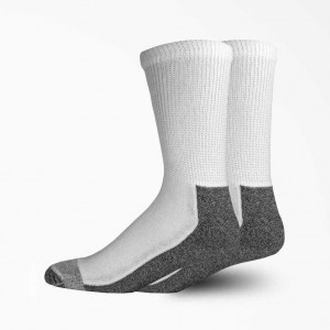 Dickies Non-Binding Crew Socks, Size 6-12, 2-Pack Bílé | CZ0001131