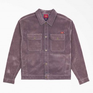 Dickies Opening Ceremony Flock Denim Utility Jacket Lilac | CZ0001773