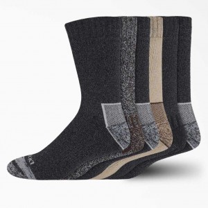 Dickies Outdoorové Crew Socks, Size 6-12, 6-Pack Černé | CZ0001070