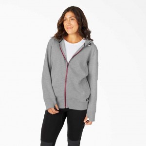 Dickies Performance Workwear Full Zip Fleece Hoodie Heather Gray | CZ0001904