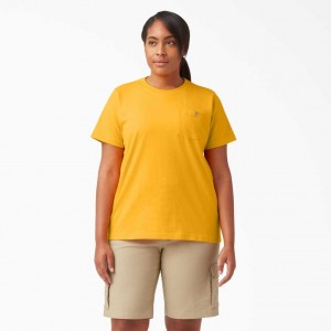 Dickies Plus Heavyweight Krátké Sleeve T-Shirt Žluté | CZ0000935