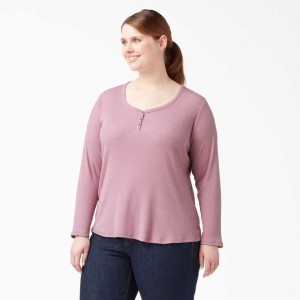 Dickies Plus Henley Long Sleeve Shirt Dusty Orchid | CZ0000368