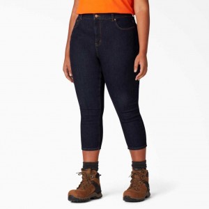 Dickies Plus Perfect Shape Denim Capri Indigo Blankyt | CZ0001676