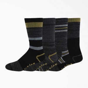 Dickies Pruhovaný Crew Socks, 6-12, 4-pack Zelene | CZ0001112