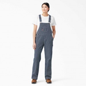 Dickies Relaxed Fit Bib Overalls Rinsed Hickory Stripe | CZ0001588