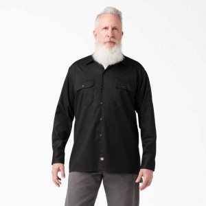 Dickies Relaxed Fit Long Sleeve Pracovní Shirt Černé | CZ0000161