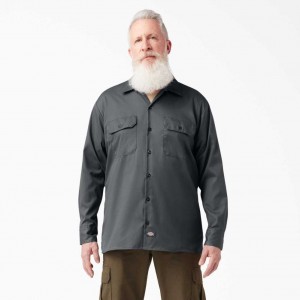 Dickies Relaxed Fit Long Sleeve Pracovní Shirt Charcoal Gray | CZ0000170