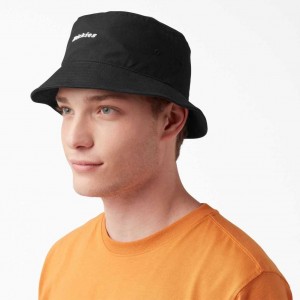 Dickies Script Logo Platene Bucket Hat Černé | CZ0001972