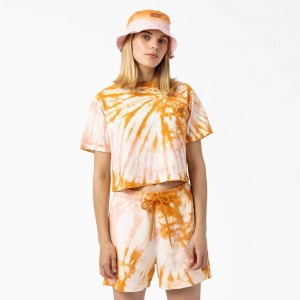 Dickies Seatac Tie-Dye Cropped T-Shirt Oranžové | CZ0000923