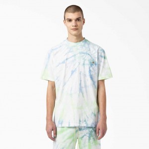 Dickies Seatac Tie-Dye T-Shirt Blankyt Zelene | CZ0000581