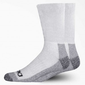 Dickies Steel Špicí Crew Socks, Size 6-12, 2-Pack Bílé | CZ0001123