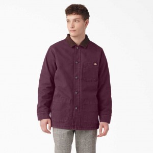 Dickies Stonewashed Duck Podšité Chore Coat Stonewashed Grape Wine | CZ0002282