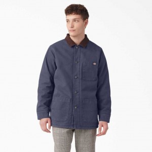 Dickies Stonewashed Duck Podšité Chore Coat Tmavě Blankyt | CZ0002284