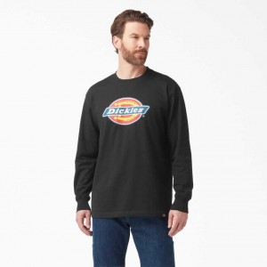 Dickies Tri-Color Logo Grafická Long Sleeve T-Shirt Černé | CZ0000514