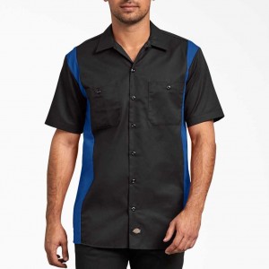 Dickies Two-Tone Krátké Sleeve Pracovní Shirt Černé Blankyt | CZ0000166