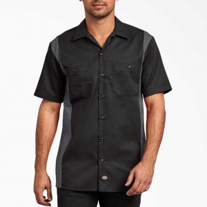 Dickies Two-Tone Krátké Sleeve Pracovní Shirt Černé Tmavě | CZ0000167