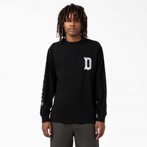 Dickies Union Springs Long Sleeve T-Shirt Černé | CZ0000515