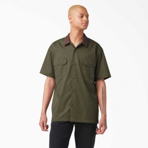 Dickies Vincent Alvarez Block Collar Pracovní Shirt Zelene | CZ0000231