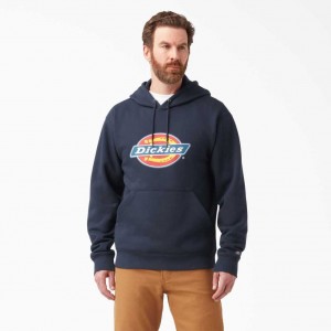 Dickies Vody Repellent Tri-Color Logo Hoodie Tmavě Tmavě Blankyt | CZ0001871