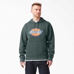 Dickies Vody Repellent Tri-Color Logo Hoodie Zelene | CZ0001912