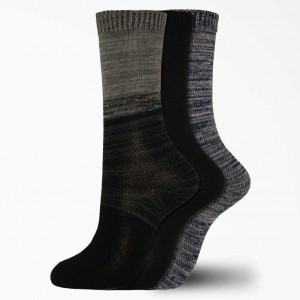 Dickies Women's Soft Marl Crew Socks, Size 6-9, 3-Pack Černé | CZ0001110