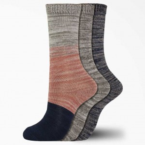 Dickies Women's Soft Marl Crew Socks, Size 6-9, 3-Pack Růžové | CZ0001116