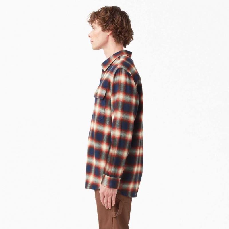 Dickies 1922 Flannel Shirt Červené Tmavě Tmavě Blankyt | CZ0001183