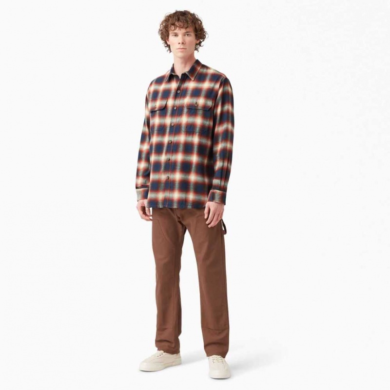 Dickies 1922 Flannel Shirt Červené Tmavě Tmavě Blankyt | CZ0001183