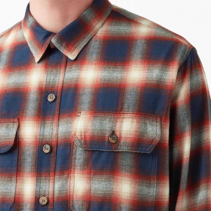 Dickies 1922 Flannel Shirt Červené Tmavě Tmavě Blankyt | CZ0001183