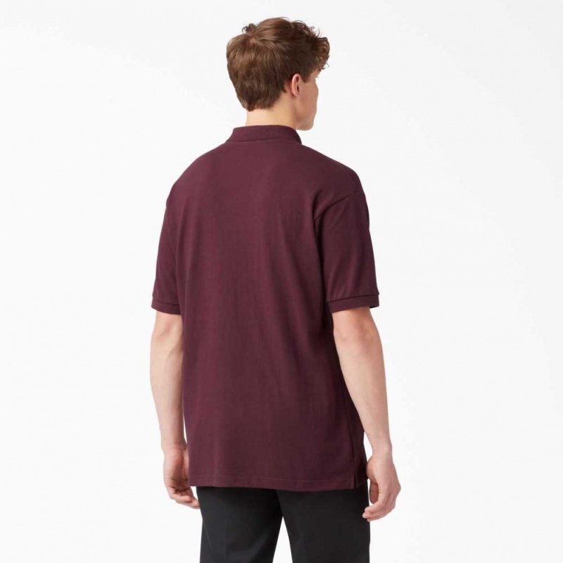 Dickies Adult Size Piqué Krátké Sleeve Polo Vínové | CZ0001201