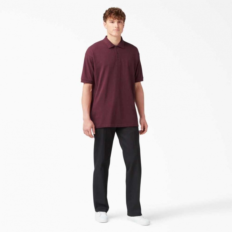 Dickies Adult Size Piqué Krátké Sleeve Polo Vínové | CZ0001201