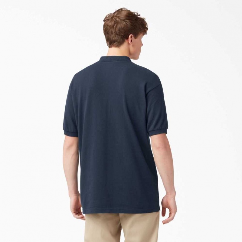 Dickies Adult Size Piqué Krátké Sleeve Polo Tmavě Tmavě Blankyt | CZ0001217