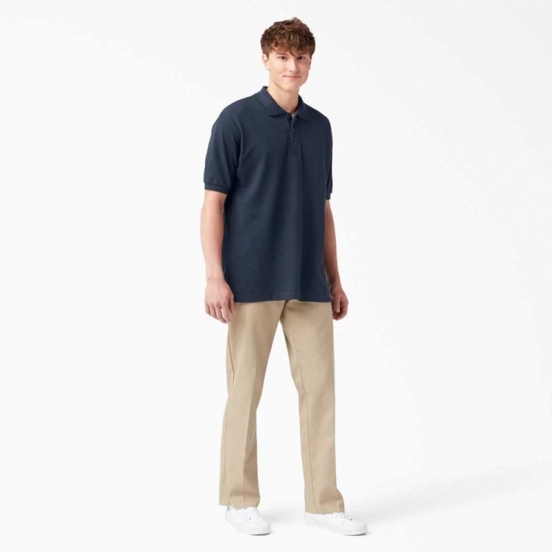 Dickies Adult Size Piqué Krátké Sleeve Polo Tmavě Tmavě Blankyt | CZ0001217