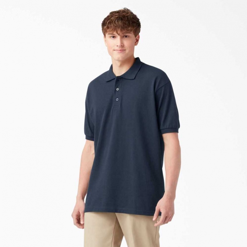 Dickies Adult Size Piqué Krátké Sleeve Polo Tmavě Tmavě Blankyt | CZ0001217