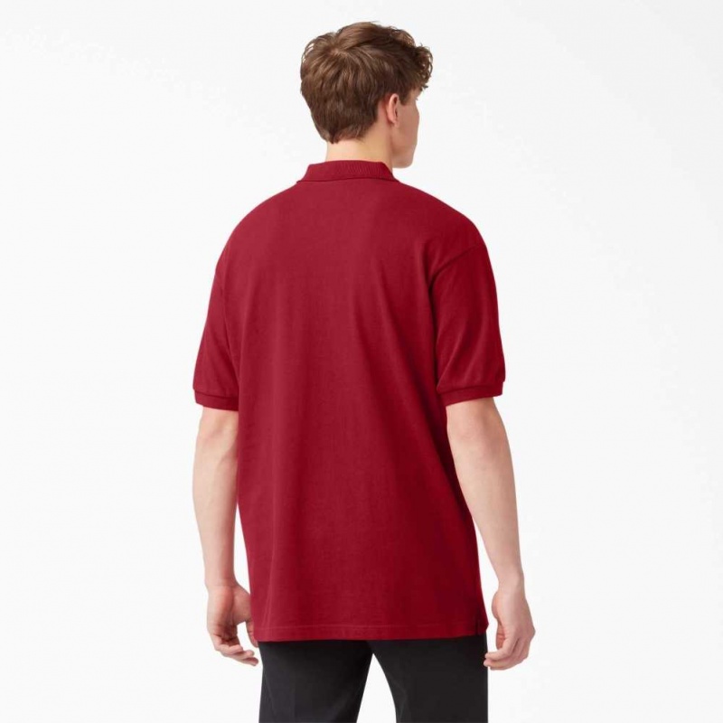 Dickies Adult Size Piqué Krátké Sleeve Polo Červené | CZ0001230