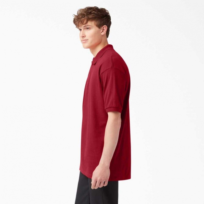 Dickies Adult Size Piqué Krátké Sleeve Polo Červené | CZ0001230