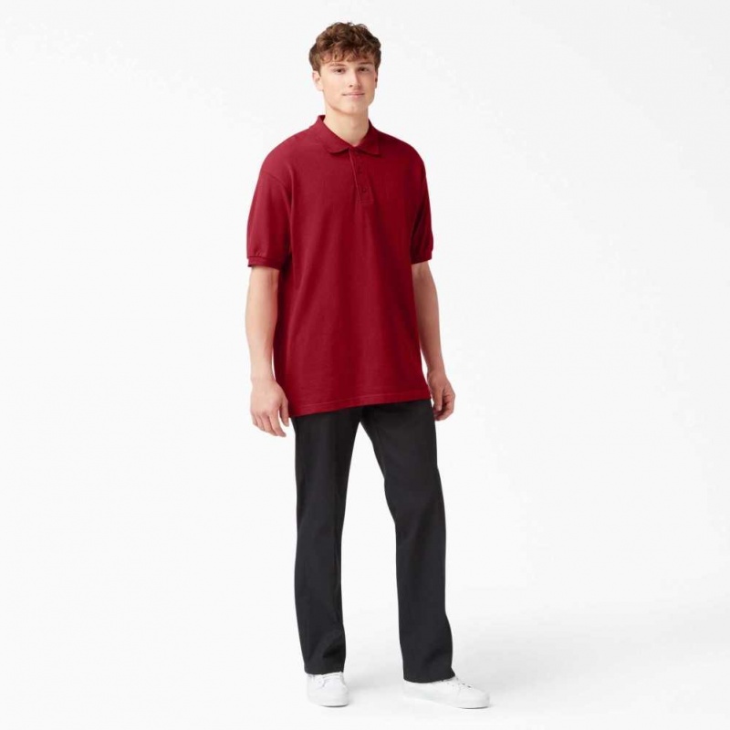 Dickies Adult Size Piqué Krátké Sleeve Polo Červené | CZ0001230