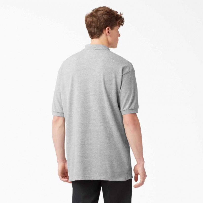 Dickies Adult Size Piqué Krátké Sleeve Polo Heather Gray | CZ0001239