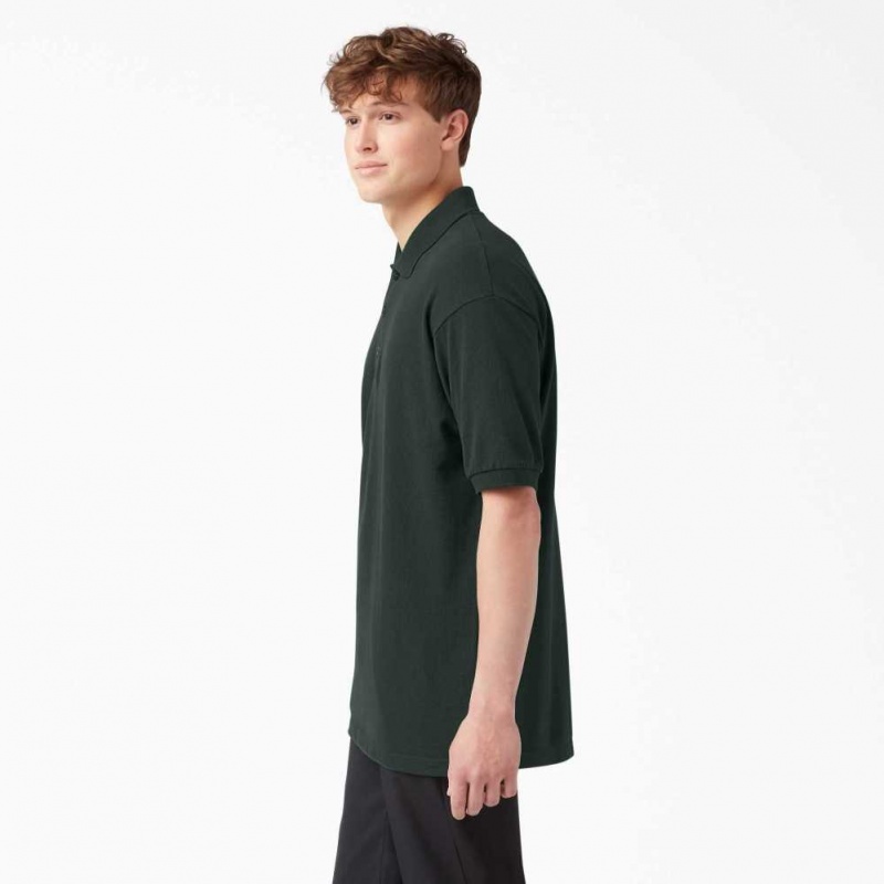 Dickies Adult Size Piqué Krátké Sleeve Polo Zelene | CZ0001242