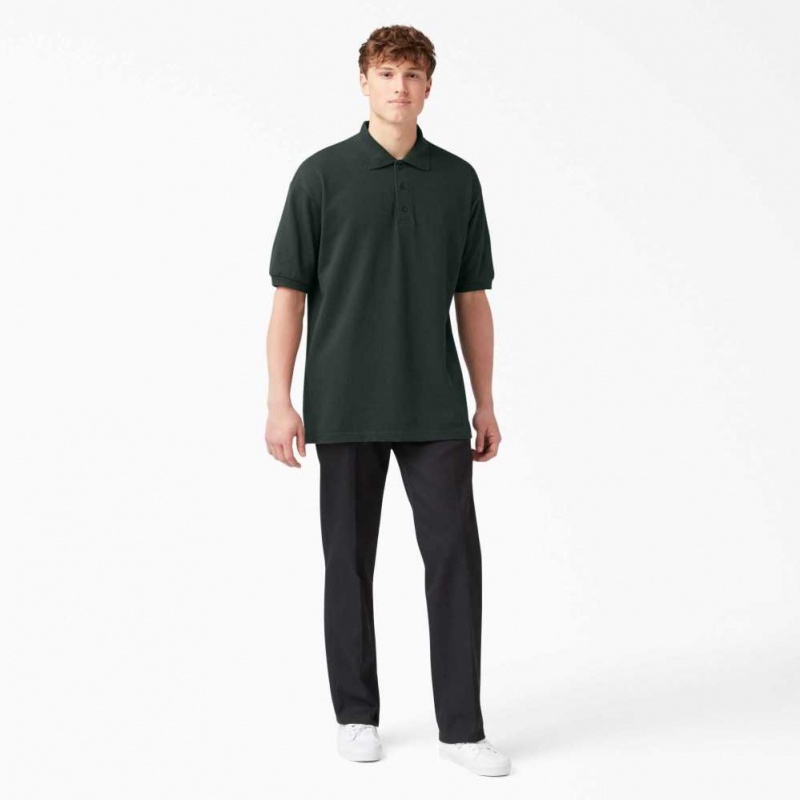 Dickies Adult Size Piqué Krátké Sleeve Polo Zelene | CZ0001242