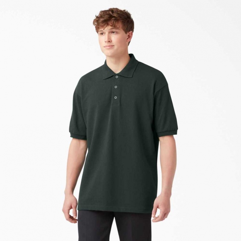 Dickies Adult Size Piqué Krátké Sleeve Polo Zelene | CZ0001242