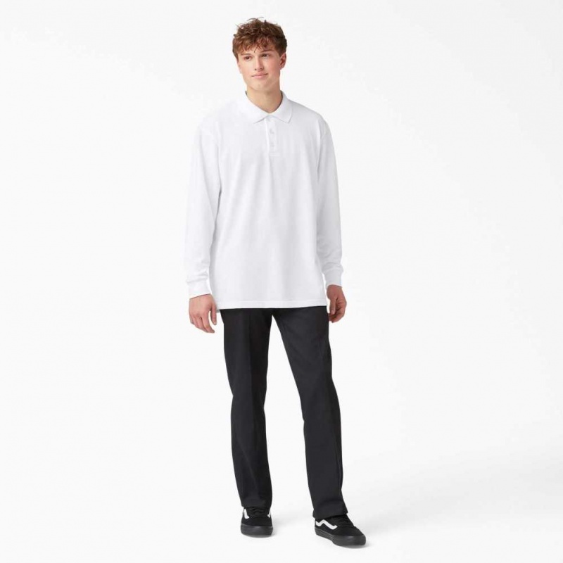 Dickies Adult Size Piqué Long Sleeve Polo Zelene | CZ0001442