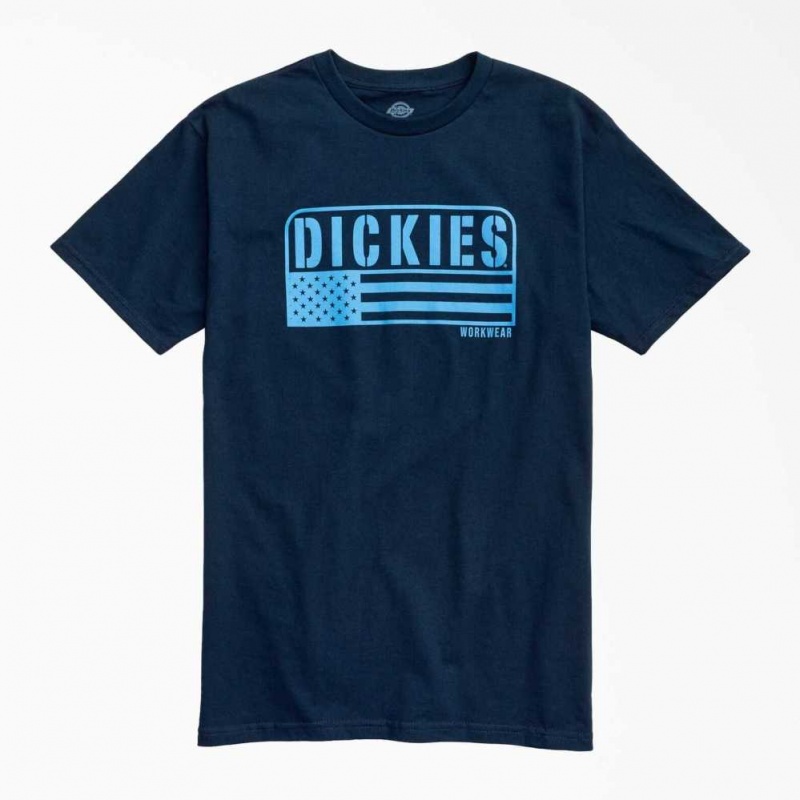 Dickies American Flag Grafická T-Shirt Tmavě Blankyt Blankyt | CZ0000906