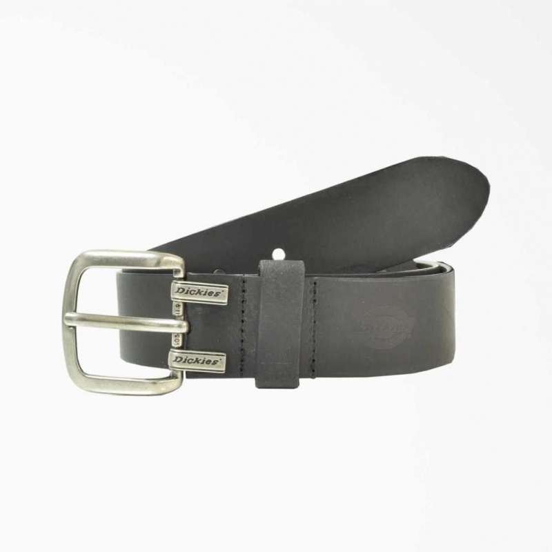 Dickies Big & Vysoké Læder Cut Edge Logo Belt Černé | CZ0002491