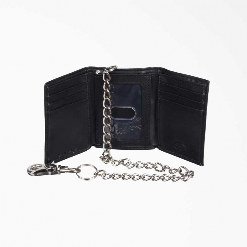 Dickies Chain Trifold Wallet Černé | CZ0000296